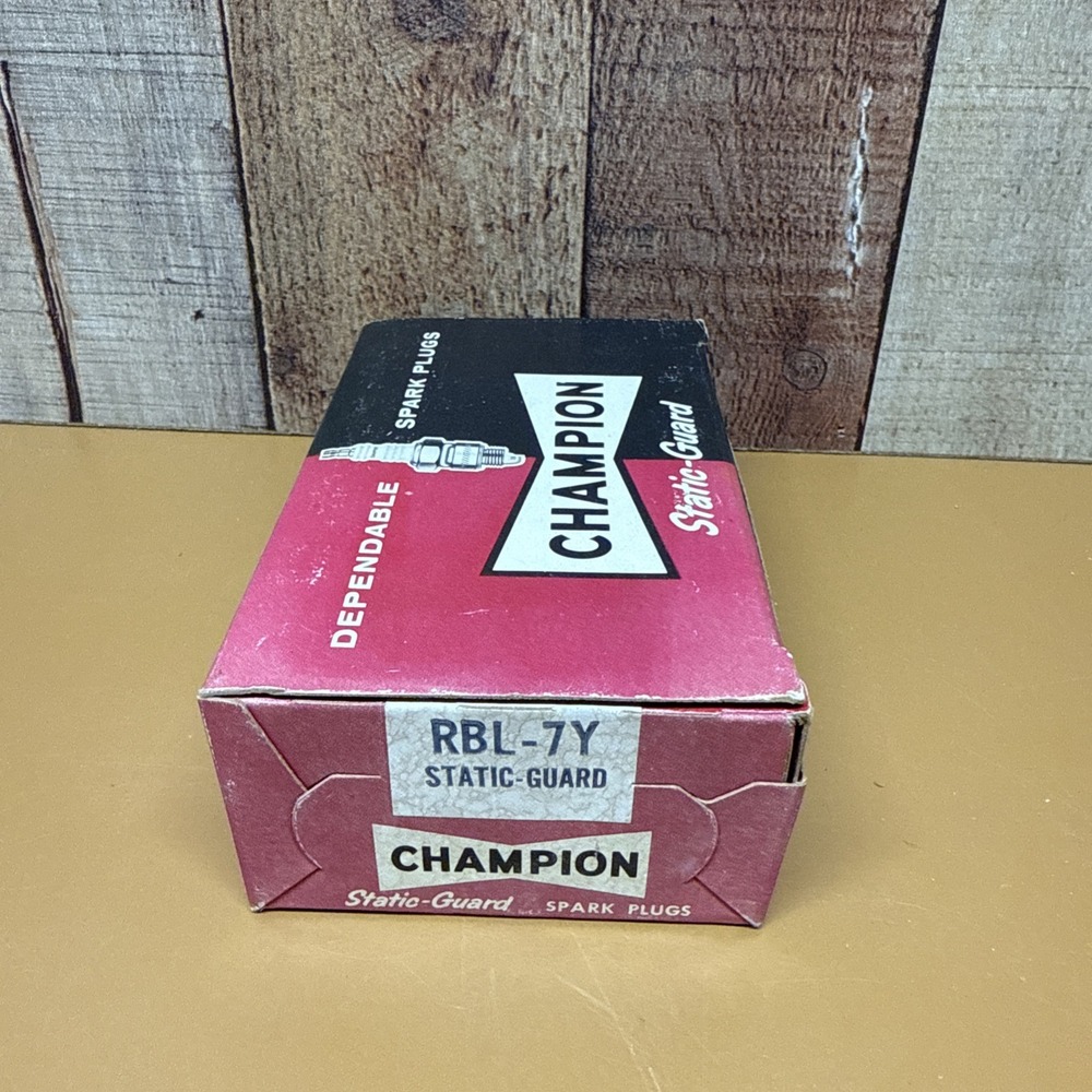 NOS Box of 10 Champion Spark Plugs RBL7Y Static Guard Made in USA